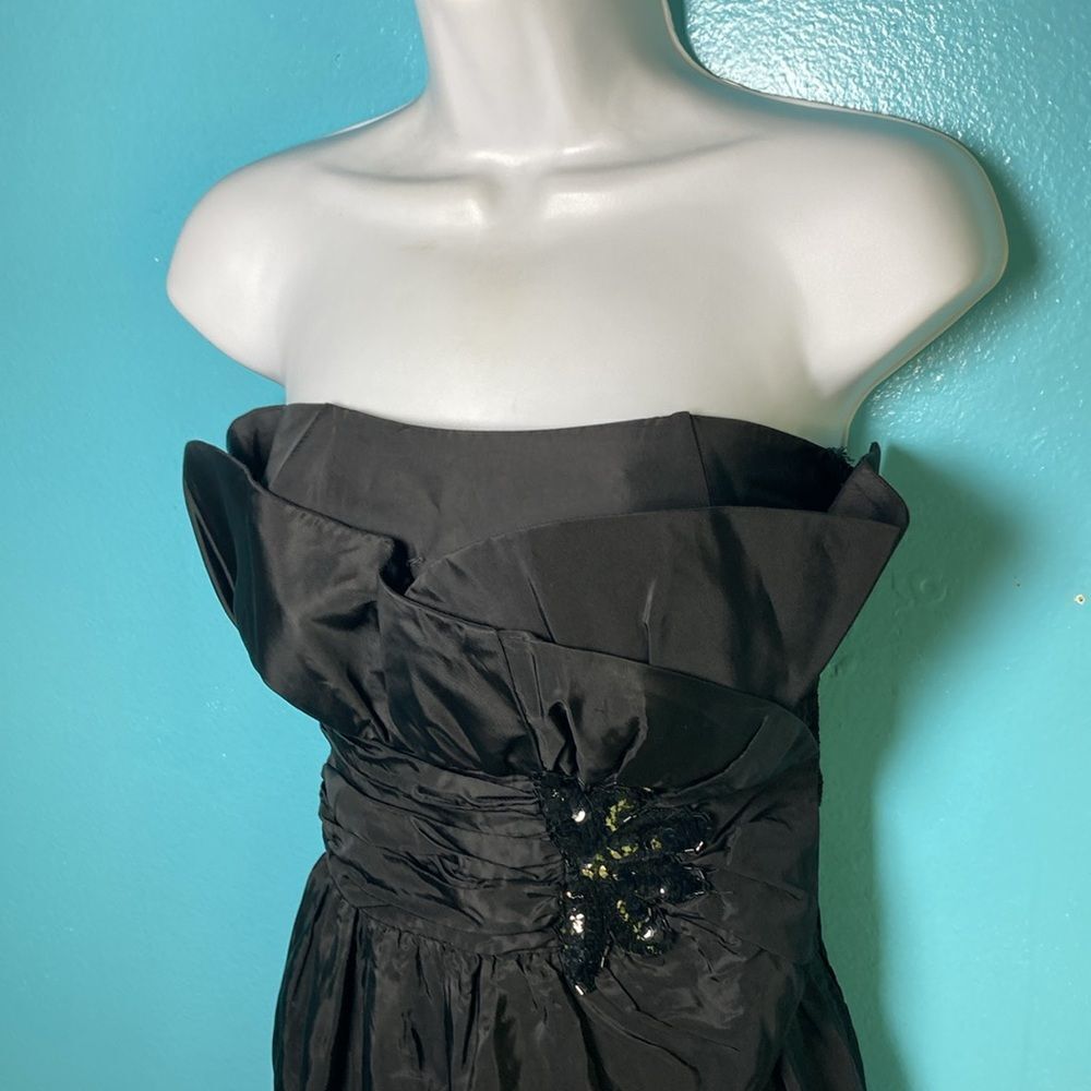 Gunne Sax Vintage Formal Strapless Black Taffeta Dress 33B 26W 40H